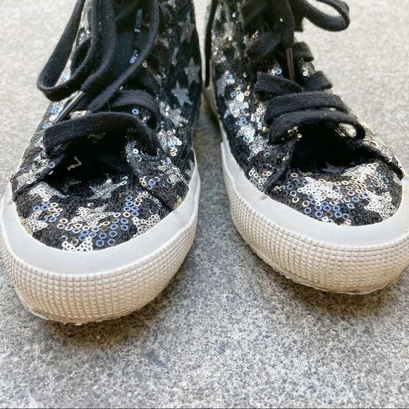 Superga girls sequins star high top sneakers 2.5 - Picture 6 of 8